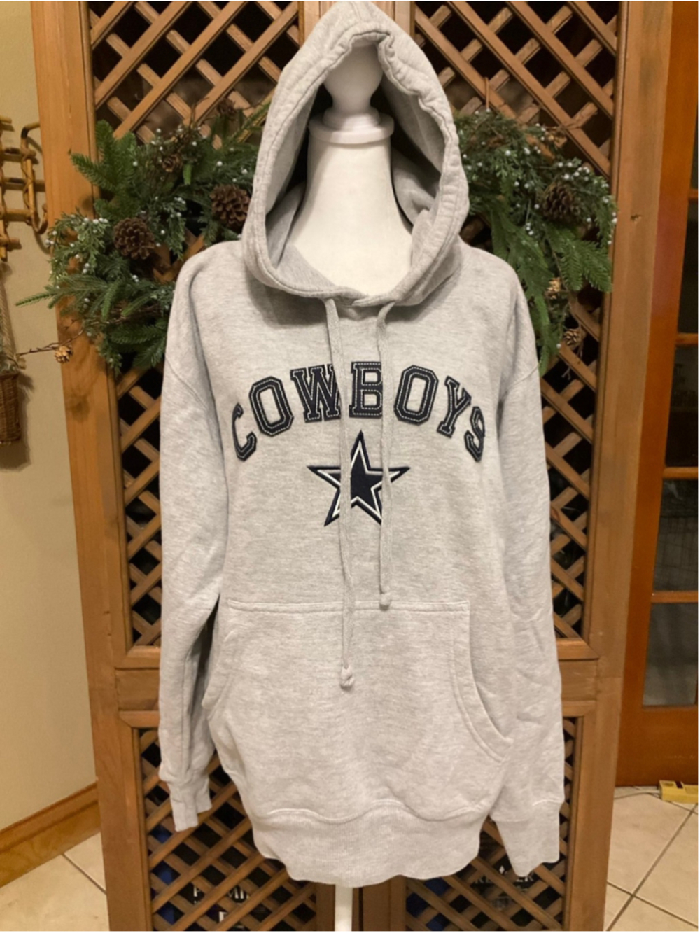 Dallas Cowboys Team Apparel Gray Pullover Hoodie Large NFL Football